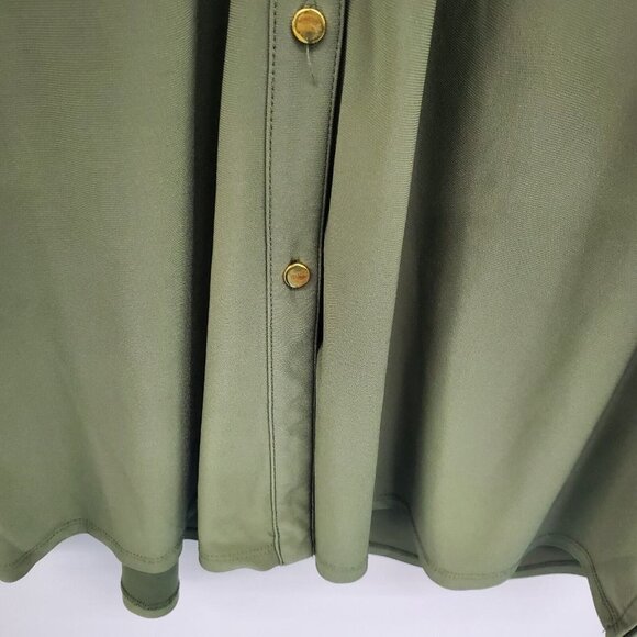 Roz & Ali Womens 3/4 Sleeve Olive Green Button Front Blouse Top Plus Size 2X - Picture 6 of 15